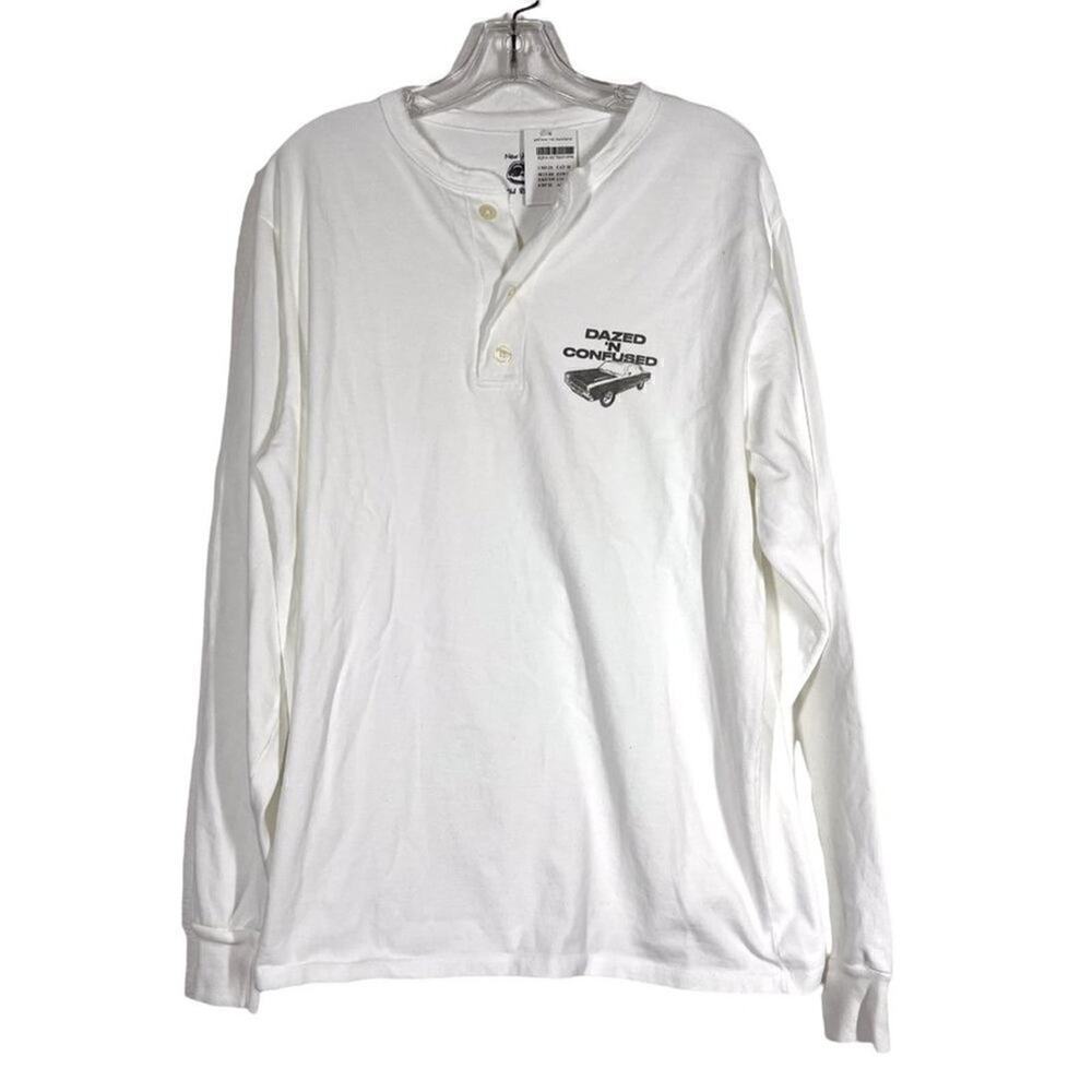 Vintage Shirt Henley White Long Sleeve Tee Dazed and Confused Italy
